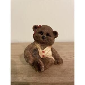 VTG 3.75” United Design Stone Critters “Bonnie Bear” SC-364 Teddy Bear Figurine